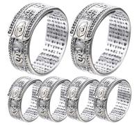 VILLCASE 6 Piezas Anillo de Dedo de Metal Vintage Anillo de Riqueza y Suerte para Hombre Joyería de Amuleto con Frases Protectoras para Uso Diario