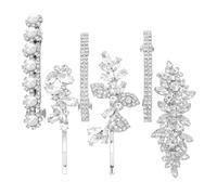 VILLCASE 6 Piezas Pinzas Pelo Diseño de Flores y Hojas, Gemas de Imitación, de Metal y Resina, Uso Versátil y Fuerte Agarre para Bodas y Eventos Sociales