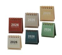 VILLCASE 6 Piezas Unidades Mini Calendario de Escritorio Planificador Mensual Encuadernación Doble Alambre Resistente para Oficina Hogar y Estudio
