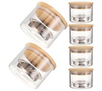 VILLCASE 6 Piezas Vaso de Cristal para Limpieza de Pinceles de Uñas Taza con Filtro y Tapa para Esmalte Gel Plato Dappen para Pintura Manicura Profesional