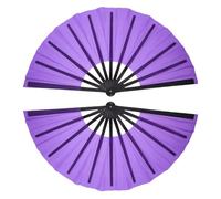 VILLCASE Abanicos Grandes Plegables de Mano para Tai Chi y Danza, 2 Piezas de Tela y Plástico, Color Púrpura, Acción Rápida para Fiestas y Actividades Diarias