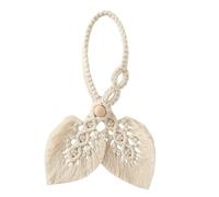VILLCASE Abrazadera de Cortina Artesanal Tejida a Mano de Algodón y Madera | Decoración Bohemia Beige, Fijación Nudo para Puertas y Paredes