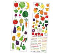 VILLCASE Adhesivos De Pared Educativos Autoadhesivos Alfabeto De Frutas y Verduras, Pvc Resistente, Dibujos Animados Coloridos, Para Habitaciones Infantiles y Aulas, Juego Decorativo Escolar