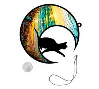 VILLCASE Adorno Colgante de Acrílico Gato Luna Decorativo para Ventana y Pared Diseño Artístico Resistente para Hogar y Oficina para Fiestas Temáticas y Decoración Navideña