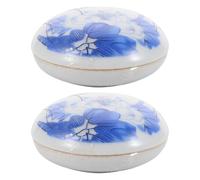 VILLCASE Almohadilla de Tinta China Roja para Caligrafía y Pintura, 2 Piezas Tapa, Cerámica Fácil de Transportar y Apariencia