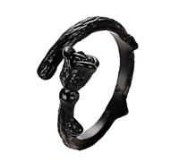 VILLCASE Anillo de Rosa Negra Apertura, Anillo Rosa Creativo y Divertido de Cobre, Simple, Negro, para Mujer