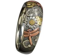 VILLCASE Anillo Retro de Aleación Diseño de Libélula y Flor Delicado Anillo para Mujer Talla 9 Joyería Creativa para Niña Accesorio Decorativo para Uso Diario y Fiestas