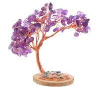 VILLCASE Árbol Decorativo De Cristal De Amatista Natural Morado, Adorno De Escritorio Feng Shui, Roca De Cristal Chakra para Decoración del Hogar, Oficina y Sala, Pieza Única 1 Unidad