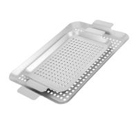VILLCASE Asador Pollos con Bandeja para Horno de Hierro Perforada, Adecuado para Asar Verduras y Carnes en Interiores o Barbacoas con Asas Resistentes y Borde Elevado