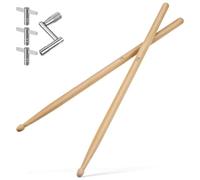 VILLCASE Baquetas de Madera Ligera para con Llaves de Ajuste de Acero Inoxidable y Arce, Ideales para Principiantes Kits de Batería Portátiles