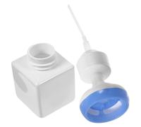 VILLCASE Botella Dispensadora de Jabón Espumoso 250 Ml Bomba en Forma de Flor Azul, Botella de Plástico Blanco para Baño y Manos, Envase Rellenable Compacto para Loción y Gel de Ducha