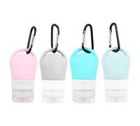 VILLCASE Botellas de Silicona 38 Ml para Maquillaje y Loción, Set de 4 Unidades Recargables Agujero para Colgar, Dispensadores Portátiles de Gel de Ducha para Viajes y Uso Doméstico