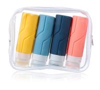 VILLCASE Botellas de Viaje de Silicona 100 Ml Set de 5 Unidades Contenedores Rellenables para Champú y Loción con Bolsa con Cremallera Ideales para Viaje y Artículos de Color Aleatorio