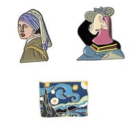 VILLCASE Broche de Pintura 3 Piezas Inspirado Famosas Obras Maestras Aleación Resistente Diseño para Cuello y Solapa Accesorios Ligeros para Bodas Fiestas y Uso Diario