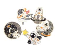 VILLCASE Broches de Astronauta Metal Decorativos, Pin para Sombreros y Ropa, Diseño Dibujos Animados, 5 Piezas, Tamaño Pequeño, Uso Casual y Obsequio
