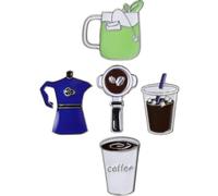 VILLCASE Broches de Esmalte Café Set de 5 Piezas, Pins Decorativos para Ropa y Mochilas, Accesorios Creativos para Sombreros, Diseño Único para Obsequio y Uso Diario