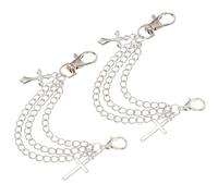 VILLCASE Cadenas para Zapatos de Varias Capas de Aleación Plateada Diseño Robot, Accesorio Decorativo para Zapatillas Pequeñas en Fiestas y Banquetes, 1 Par