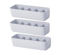 VILLCASE Caja De Almacenamiento Apilable De Plástico Gris 5 Compartimentos, Contenedor Para Calcetines y Organizador Para Ropa Interior, Tamaño Pequeño, Set De 3 Unidades Para Armario y Cajón