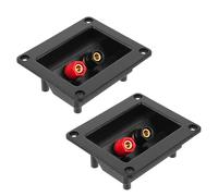 VILLCASE Caja de Terminales para Altavoz de 2 Vías, Placas de Bornes de Conexión de Abs Negro Postes Rojo y Negro, Tamaño Exterior 92x80mm, Interior 74x54mm, Conectores para Subwoofer