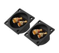 VILLCASE Caja de Terminales para Altavoz de 57x57 Mm, 2 Piezas Conectores Banana y Bornes de Cobre Puro, Accesorio para Altavoces Estéreo de Coche y Subwoofer, Placa de Conexión