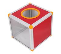 VILLCASE Caja para Rifas Cuadrada Roja 20x20x20 Cm con Ranura y Ventana Transparente, Urna para Donaciones y Votaciones, Contenedor Multifuncional para Juegos de Fiesta y Oficina