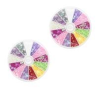VILLCASE Cajas de Decoración para Uñas Pegatinas de Estrellas y Lentejuelas de Colores, 2 Cajas 150 Gemas de Imitación y 8,5 G de Purpurina, Accesorios para Manicura y Varios estilos