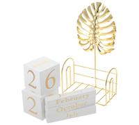 VILLCASE Calendario de Sobremesa de Madera DIY Bloques Cuadrados y Hoja de Caparazón de Tortuga Dorada, Decoración Rústica para Oficina, Aula y Estudio, Calendario Único y Estilo Aleatorio