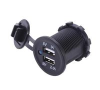 VILLCASE Cargador USB Dual para Motocicleta y Coche Adaptador Mechero USB y Diseño Compacto y Resistente al Agua para GPS y Móviles Luz LED Negro