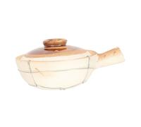 VILLCASE Cazuela de Barro con Asa Única para Guisos y Sopas Olla de Arcilla Blanca con Tapa Ventilada para Cocina Casera y Arroz Estofado