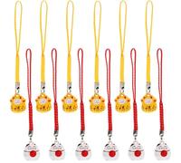 VILLCASE Colgantes de Gato Maneki Neko Campana de Cobre, 12 Piezas Colores Aleatorios, Decoración para Llaveros, Bolsos y Teléfonos, Adornos Colgantes Pequeños y Llamativos Color Aleatorio