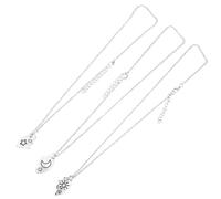 VILLCASE Collar Colgante de Mujer 3 Piezas Día Luna y Estrella Conjunto de Amistad Plata Joyas a Juego Resistentes al Deslustre para Uso Diario
