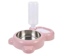 VILLCASE Comedero para Gatos de Interior Resistente al Desgaste Cuenco Elevado de Acero Inoxidable y Diseño Rosa para Proteger la Salud del Cuello y Alimentación Lenta