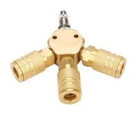 VILLCASE Conector Rápido de Triple Vía Metálico Dorado 1/4 Diseño Multiusos para Conexión Rápida en Riego Agrícola y Uso Doméstico