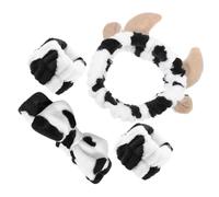 VILLCASE Conjunto de 3 Diademas para Lavarse la Cara Diseño de Estampado de Vaca Diademas de Spa para Mujer Tela Suave y Ligera Accesorio Práctico para Maquillaje y Cuidado Piel