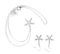 VILLCASE Conjunto de Joyas de Mujer Collar y Pendientes Estrella de Mar en Plata, Accesorios Elegantes para Fiesta, Boda y Eventos Obsequios, Collar Creativo y Gotas Oído