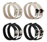 VILLCASE Cordones Elásticos para Tacones Mujer 4 Pares Correas Antideslizantes para Zapatos de Tacón Perlas y Corazones en Negro y Piel para Uso Elegante y Seguro