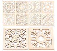 VILLCASE Creativa Beige de Madera Cuadradas Huecas 20 Piezas con Cuerda Estilo Bohemio y Desarrollos de Imaginación para Manualidades para Fiestas