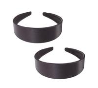 VILLCASE Diadema Ancha de Satén Negra 2 Piezas, Banda Cabello Diseño Sólido, Accesorio Elegante para Mujer y Niña, Adecuado para Fiestas, Navidad y Uso Diario