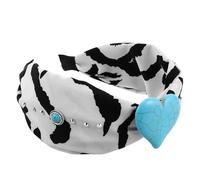 VILLCASE Diadema Bohemia Turquesa para Mujer con Estampado de Vaca, Tejido Cómodo y Diseño Geométrico para Uso Diario y Viajes