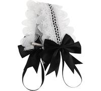VILLCASE Diadema de Encaje Negro Estilo Lolita Lazo y Volantes, Banda Elástica Cabello, Accesorios para Fiesta y Cosplay para Mujer y Niña