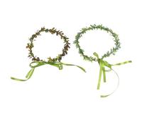 VILLCASE Diadema de Flores Tejida a Mano Hojas Artificiales 2 Piezas 1 Marrón y 1 Verde Ligera y Cómoda para Mujer Niña Bodas y Fiestas Obsequios