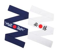 VILLCASE Diadema Hombre Japonesa de Algodón Transpirable Estilo Bushido para Ejercicios y Cocina, Banda Cabeza Japonesa Diseño Samurái, Paquete de 2 Piezas