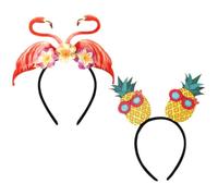 VILLCASE Diademas Accesorio Cabello de Plástico para Fiesta Luau Diseño de Piña y Flamenco Cómodo y Firme Paquete de 2 Piezas para Complemento de Playa