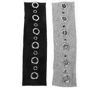 VILLCASE Diademas Elásticas Punk Ojales Calados 2 Piezas Negro Gris Claro Diademas Anchas de Tela Transpirable para Mujer Accesorios Vintage para Festivales y Uso Casual