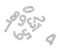 VILLCASE Dijes para Uñas Números de Imitación de Gemas 100 Piezas Planas de Hierro Plateado para Decoración de Nail Art Accesorios Brillantes para Fiestas Festivales y Uso DIY