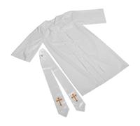 VILLCASE Disfraz de Sacerdote para Hombre Adulto Túnica de Color Claro y Estola de Poliéster, Cómodo y Ajuste para Fiesta de Cosplay y Eventos Religiosos