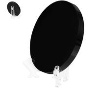 VILLCASE Espejo de Obsidiana Negra 6 CM con Soporte Placa de Piedra Lisa para Decoración de Mesa de Centro en Sala de Estar Meditación y Feng Shui Accesorio Versátil para Hogar y