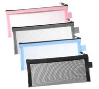 VILLCASE Estuche para Lápices Paquete de 4 Unidades de Nylon Resistente y Portátil, Bolsa Transparente de Malla Gran Capacidad para Niños y Estudiantes para Uso Escolar y Viaje