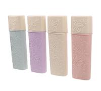 VILLCASE Estuche Portátil para Cepillos de Dientes con Tapa Plástico Resistente Juego de 4 Unidades Tamaño 195X6X57 CM Colores Morado Azul Rosa y Beige Adecuado para Viaje Camping