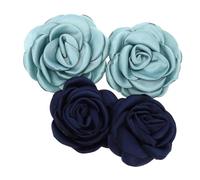 VILLCASE Flores de Tela para Zapatos 6 Cm, Accesorio DIY de Flor Decorativa de Té con Bordes Quemados, Color Azul Oscuro y Verde Nilo, Adecuado para Mujer en Bodas y Fiestas